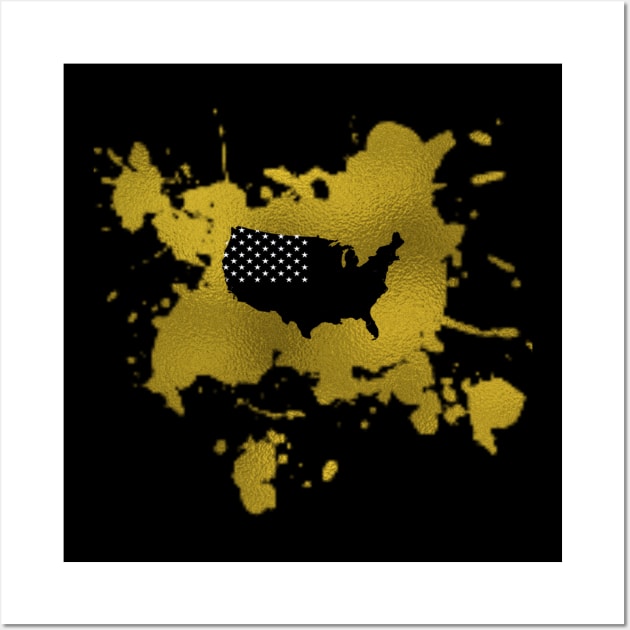 usa map with gold foil effect Wall Art by test26